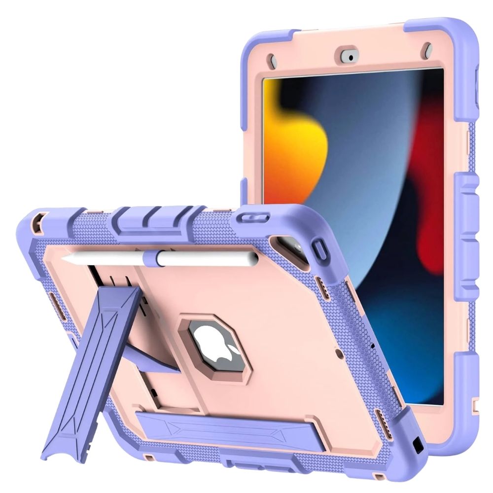 Laesio Heavy-Duty Shockproof iPad Case Purple Pink