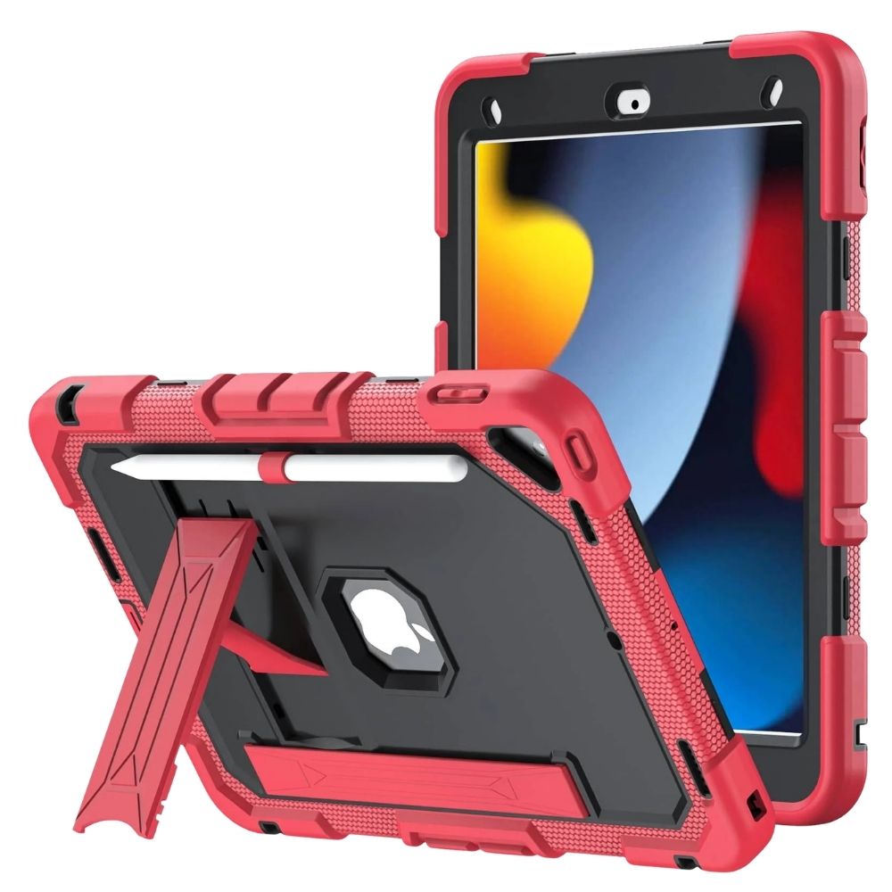 Laesio Heavy-Duty Shockproof iPad Case Red Black