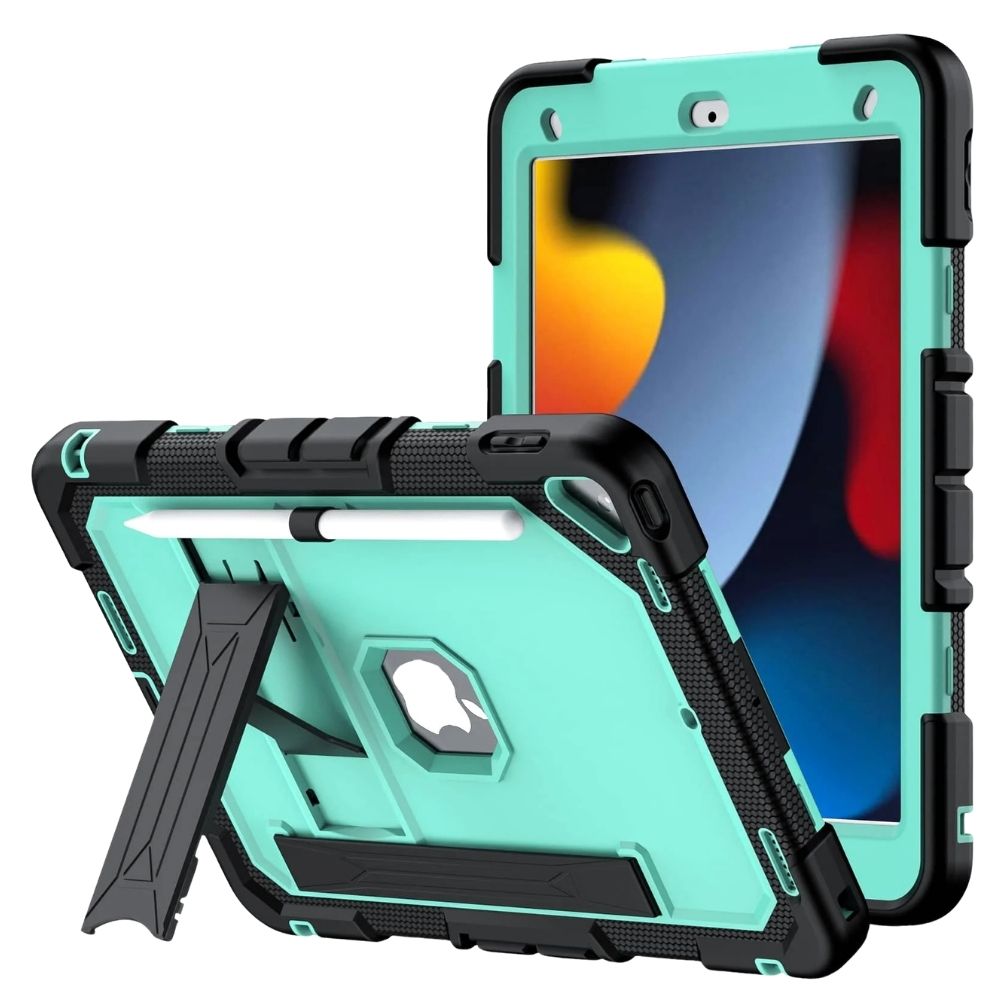 Laesio Heavy-Duty Shockproof iPad Case Black Green