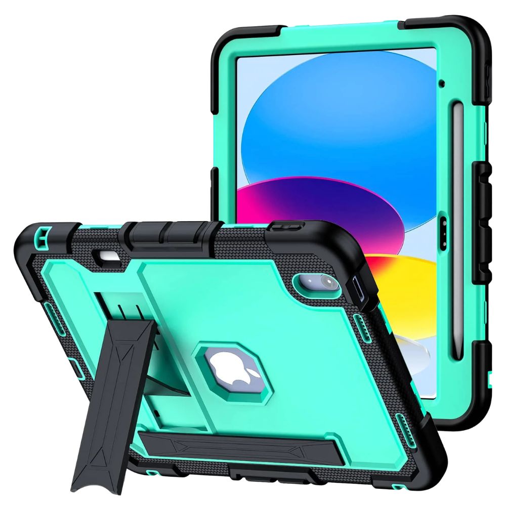 Laesio Heavy-Duty Shockproof iPad Case Black Green