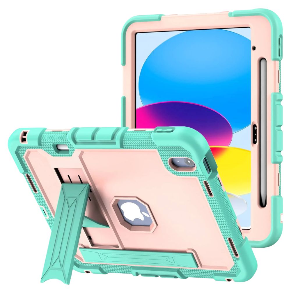 Laesio Heavy-Duty Shockproof iPad Case Green Pink