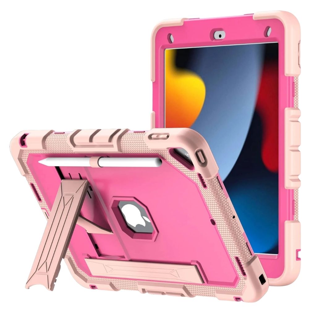 Laesio Heavy-Duty Shockproof iPad Case Pink Rose Red