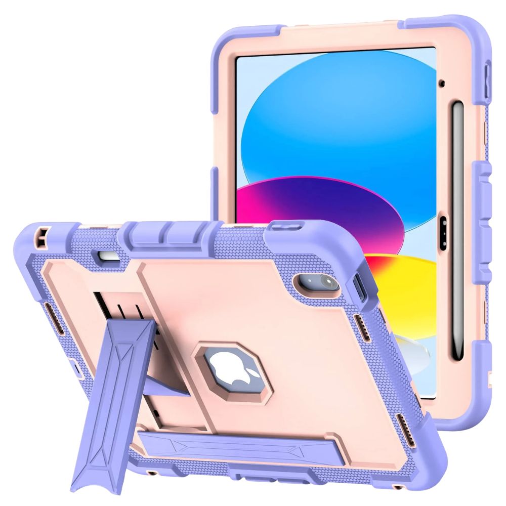 Laesio Heavy-Duty Shockproof iPad Case Purple Pink