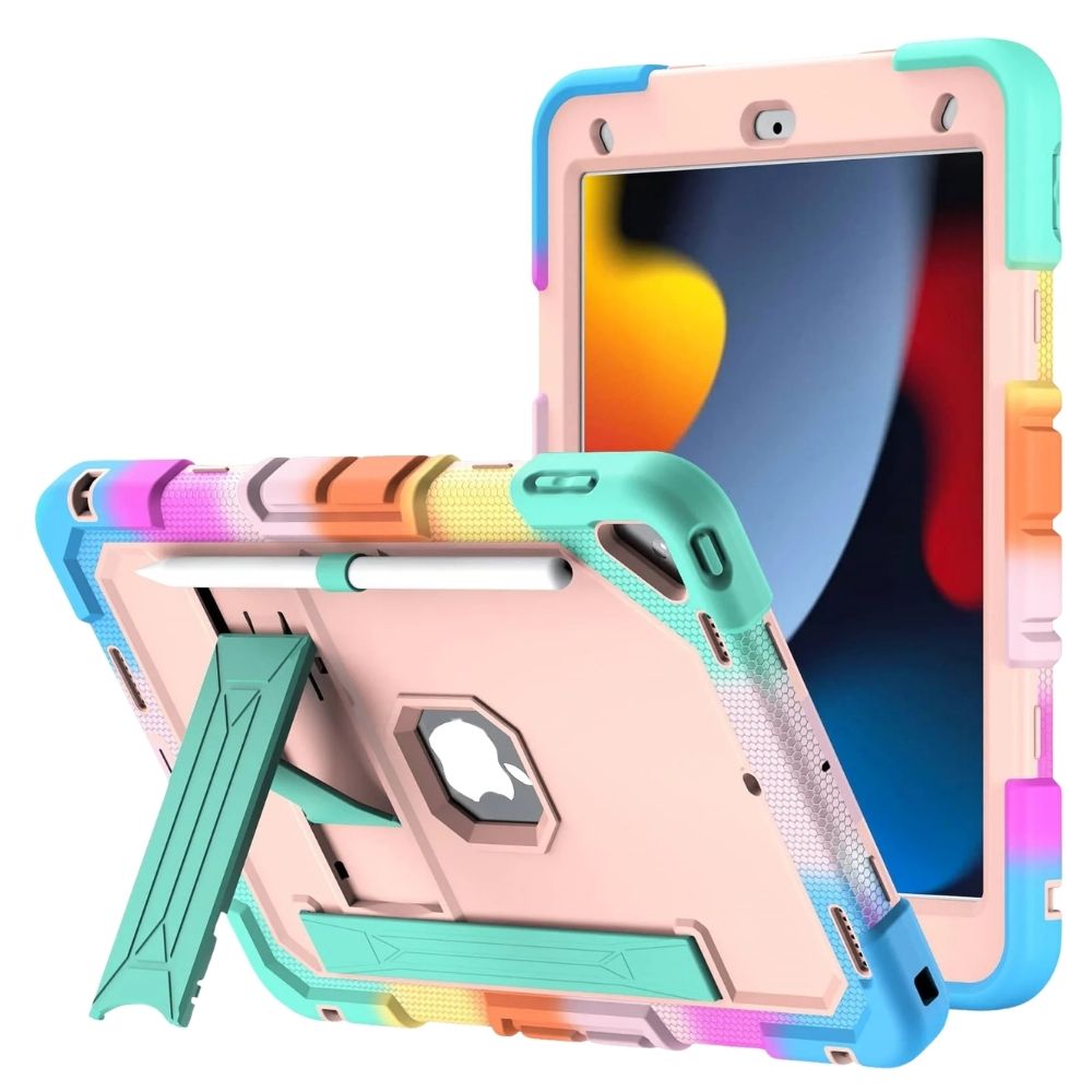 Laesio Heavy-Duty Shockproof iPad Case Rainbow Pink