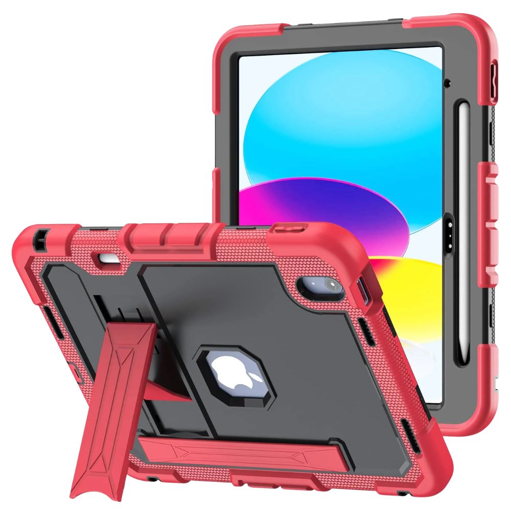 Laesio Heavy-Duty Shockproof iPad Case Red Black