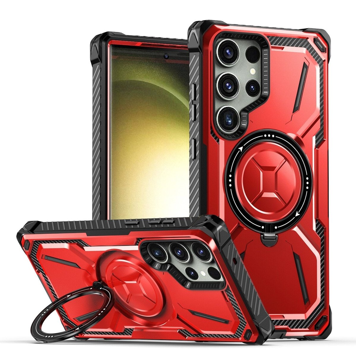 Leonis Shockproof Galaxy Case With Kickstand Red