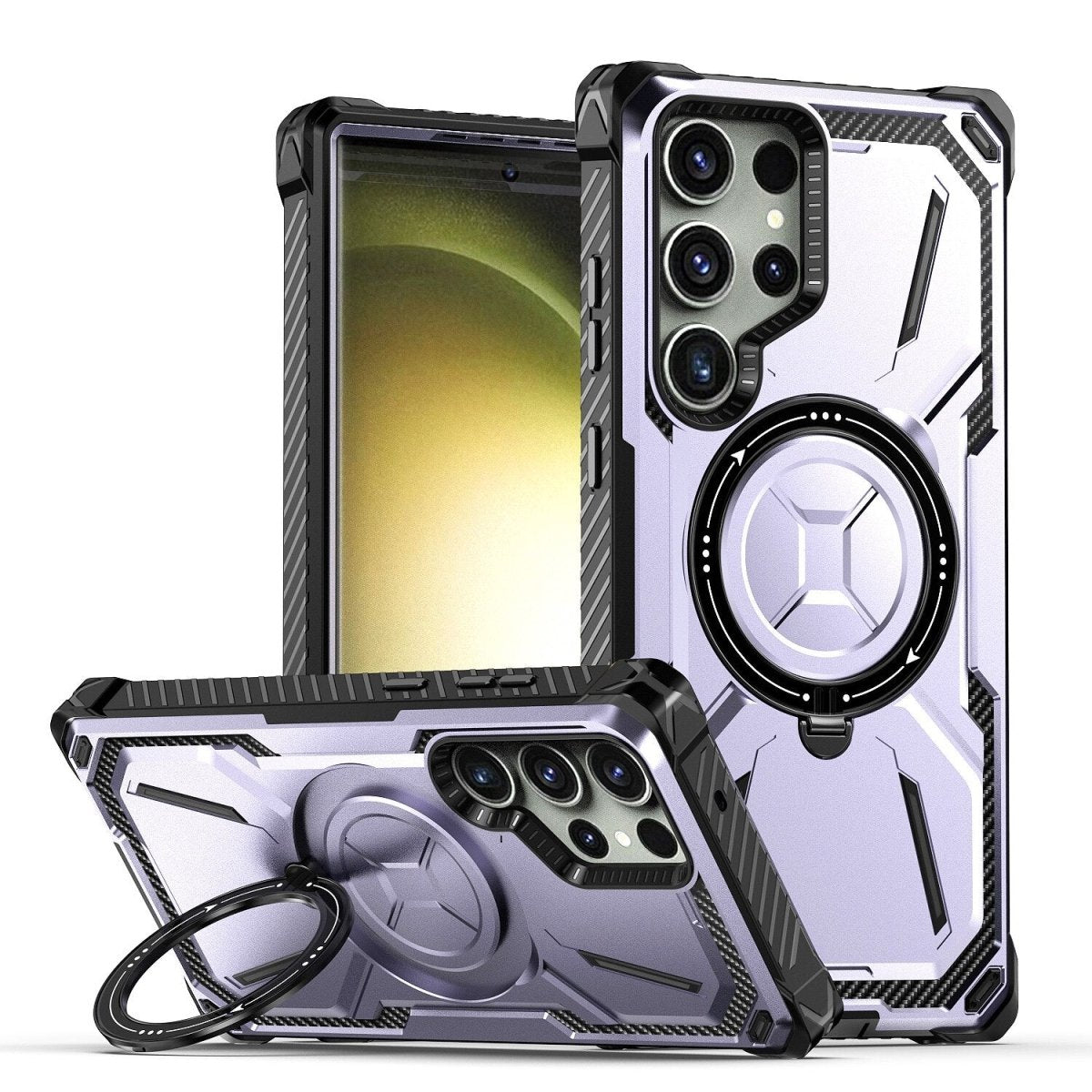 Leonis Shockproof Galaxy Case With Kickstand Light Purple