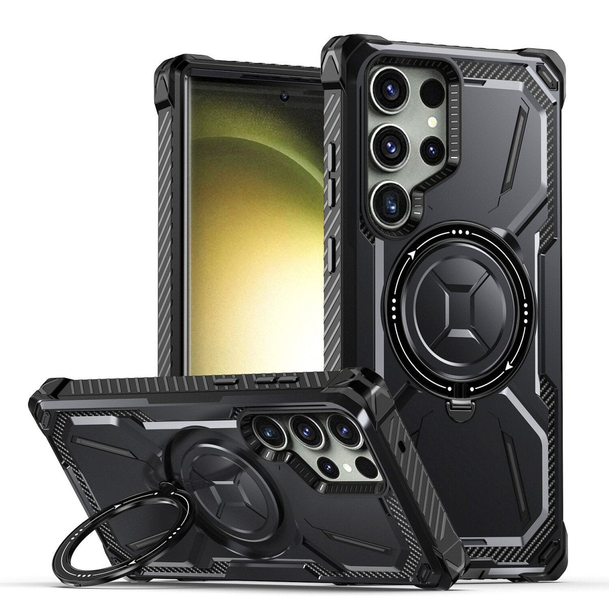 Leonis Shockproof Galaxy Case With Kickstand Black