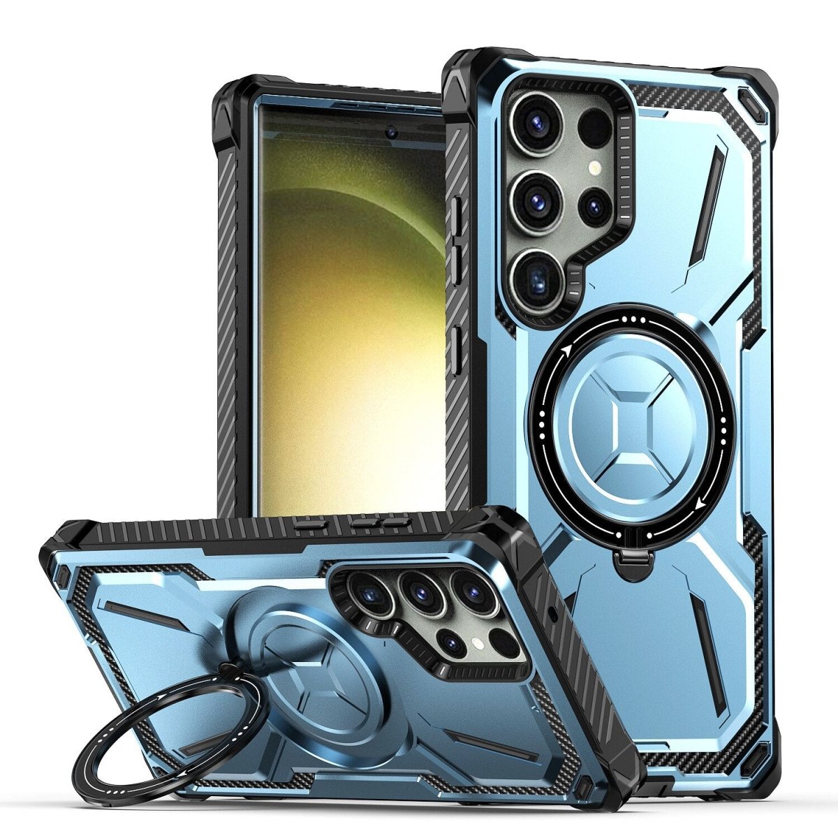 Leonis Shockproof Galaxy Case With Kickstand Light Blue