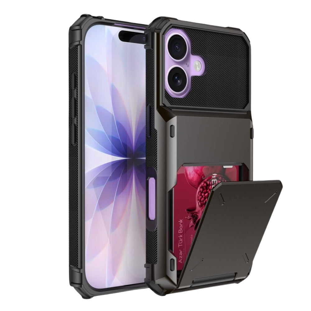 Orbit Shockproof iPhone Wallet Case For 14-17 Series Black iPhone 17
