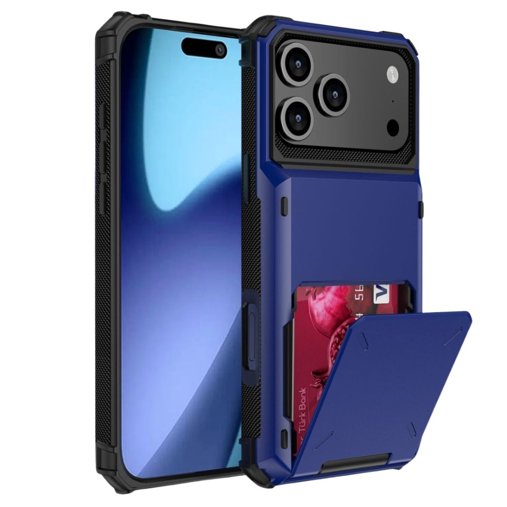 Orbit Shockproof iPhone Wallet Case For 14-17 Series Blue
