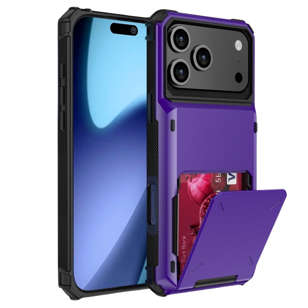 Orbit Shockproof iPhone Wallet Case For 14-17 Series Purple