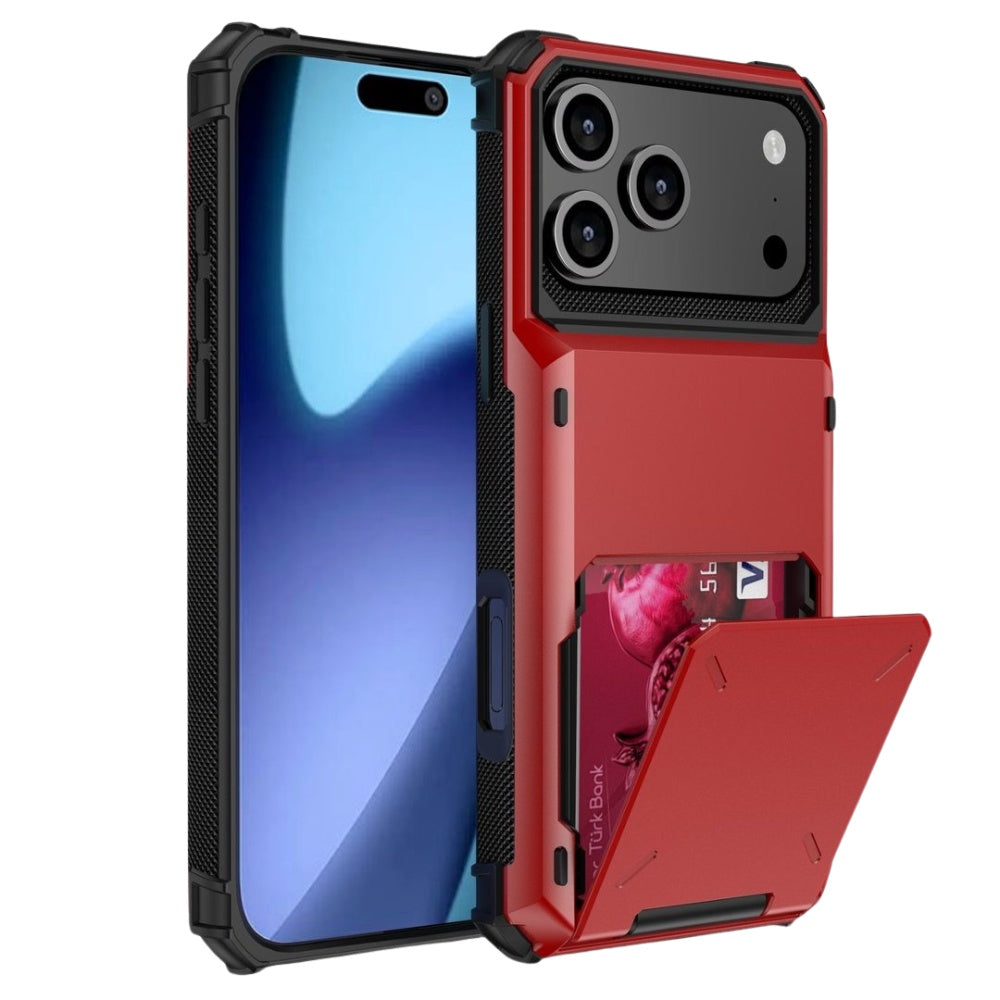 Orbit Shockproof iPhone Wallet Case For 14-17 Series Red