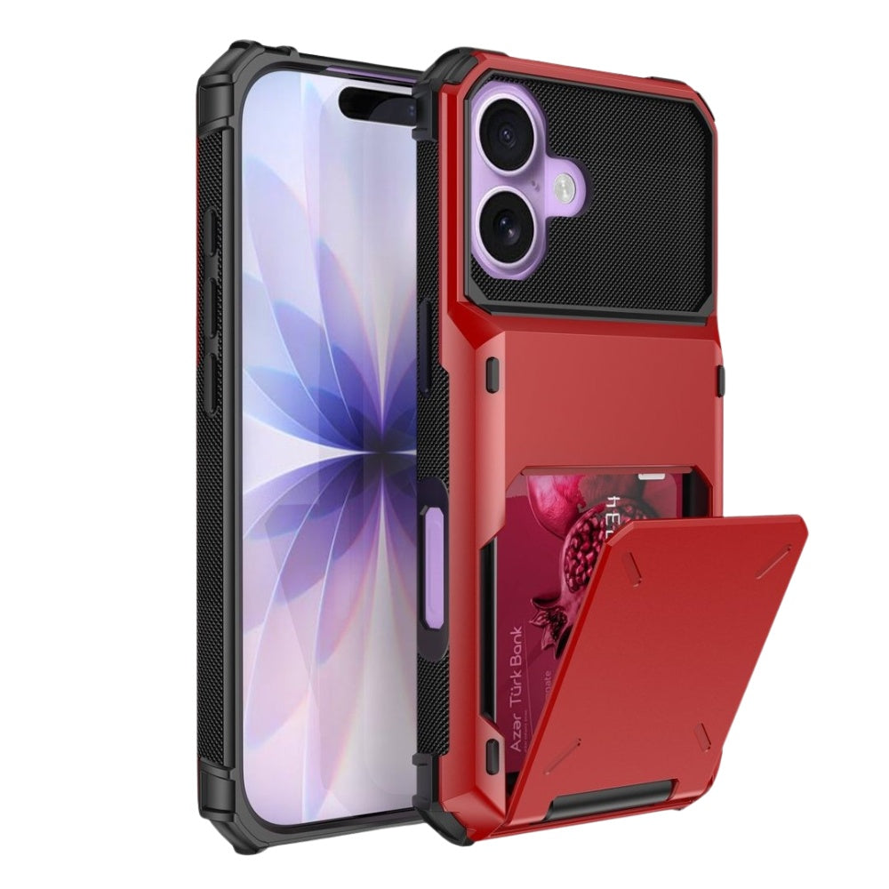 Orbit Shockproof iPhone Wallet Case For 14-17 Series Red iPhone 17