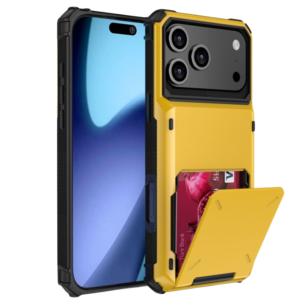 Orbit Shockproof iPhone Wallet Case For 14-17 Series Yellow