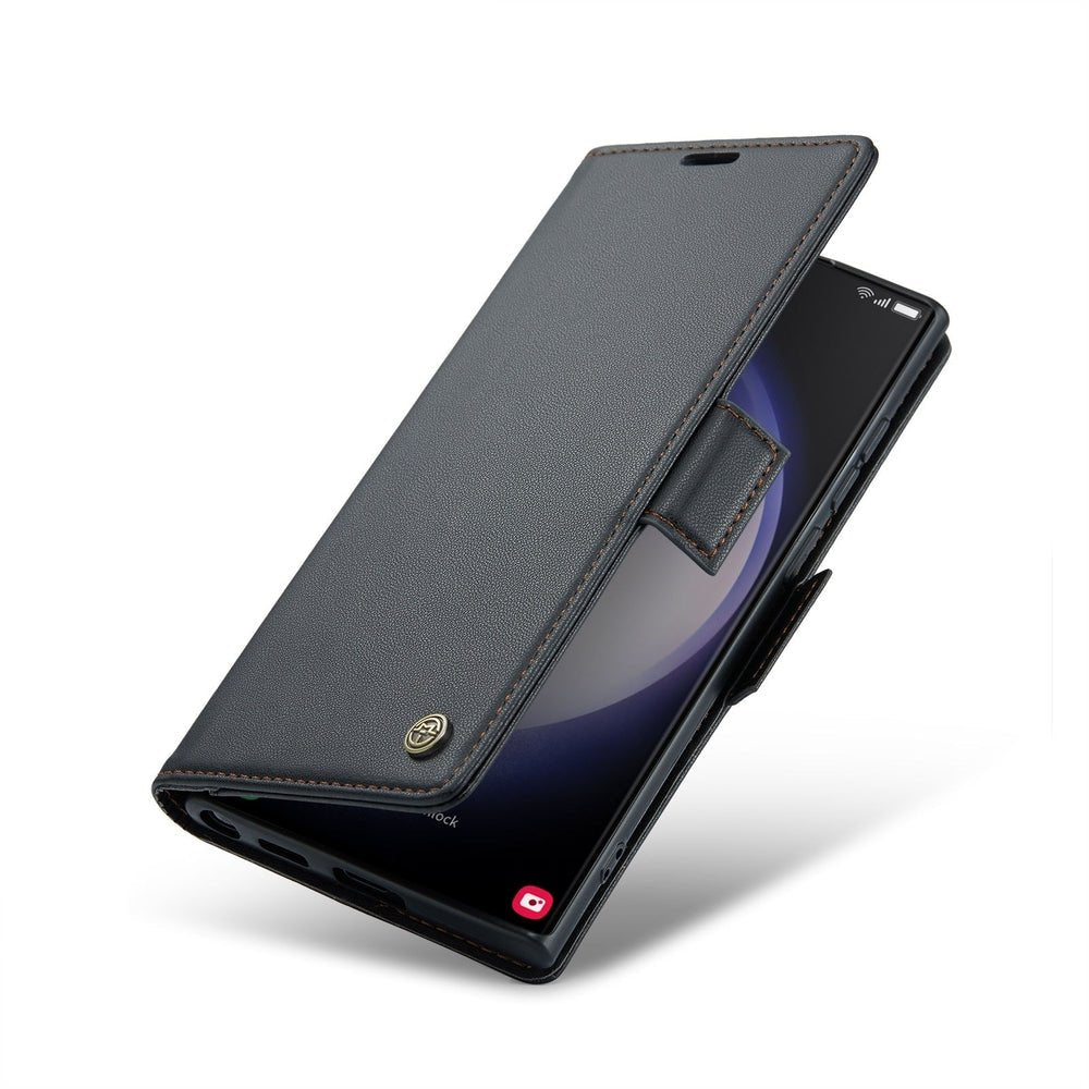 Pellis Vegan Leather Galaxy Case With Magnetic Card Slots Black