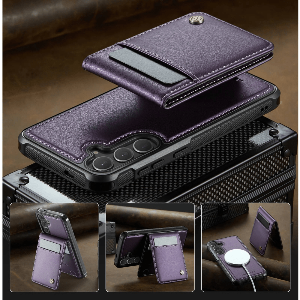 Prolix Magnetic Leather Wallet Galaxy Case With Detachable Card Holder