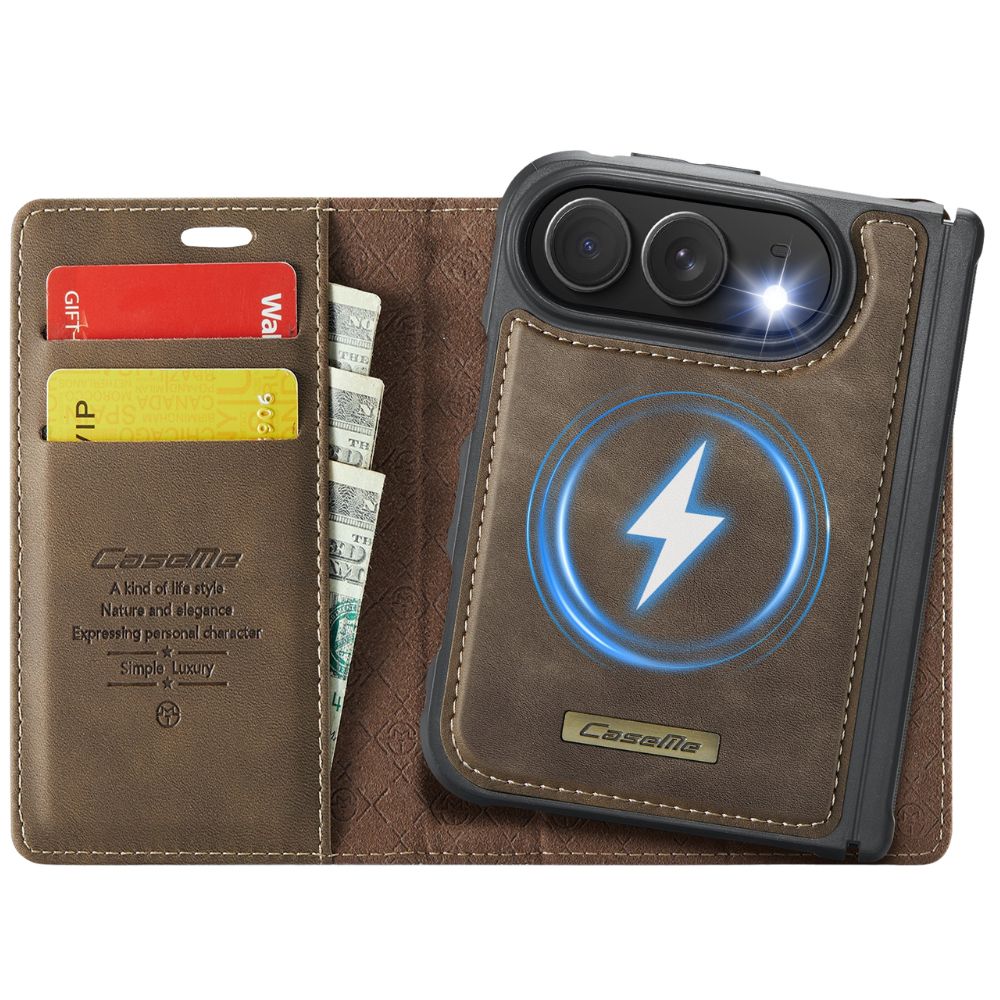 Quae Leather Flip MagSafe Wallet iPhone Case Brown iPhone Duo
