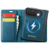 Quae Leather Flip MagSafe Wallet iPhone Case Teal Blue iPhone Duo