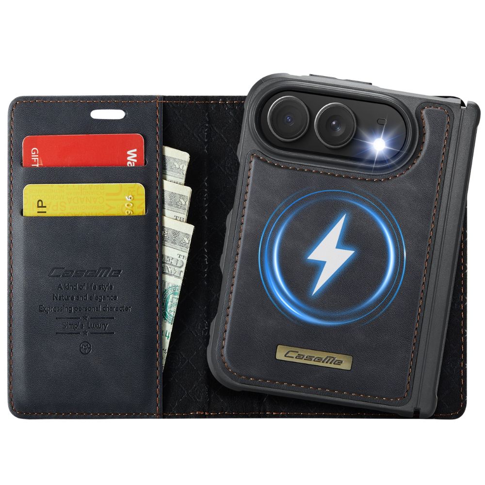 Quae Leather Flip MagSafe Wallet iPhone Case Black iPhone Duo
