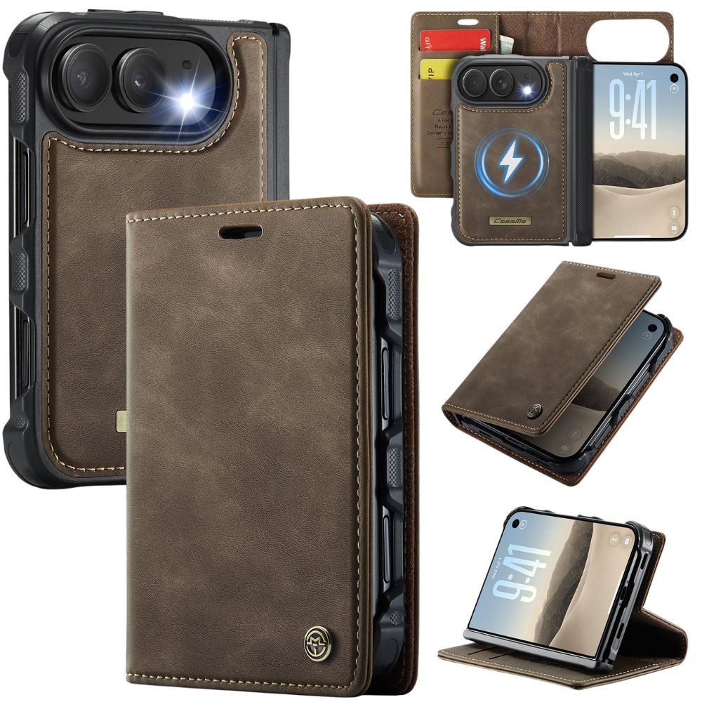 Quae Leather Flip MagSafe Wallet iPhone Case