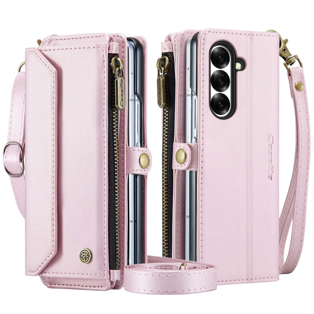 Rectus RFID Blocking Wallet Case For Galaxy Z Fold With Pen Holder Slot Pink