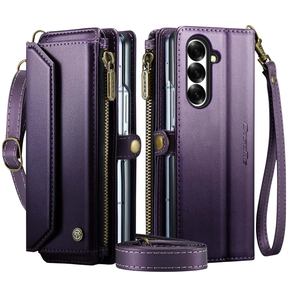 Rectus RFID Blocking Wallet Case For Galaxy Z Fold With Pen Holder Slot Purple