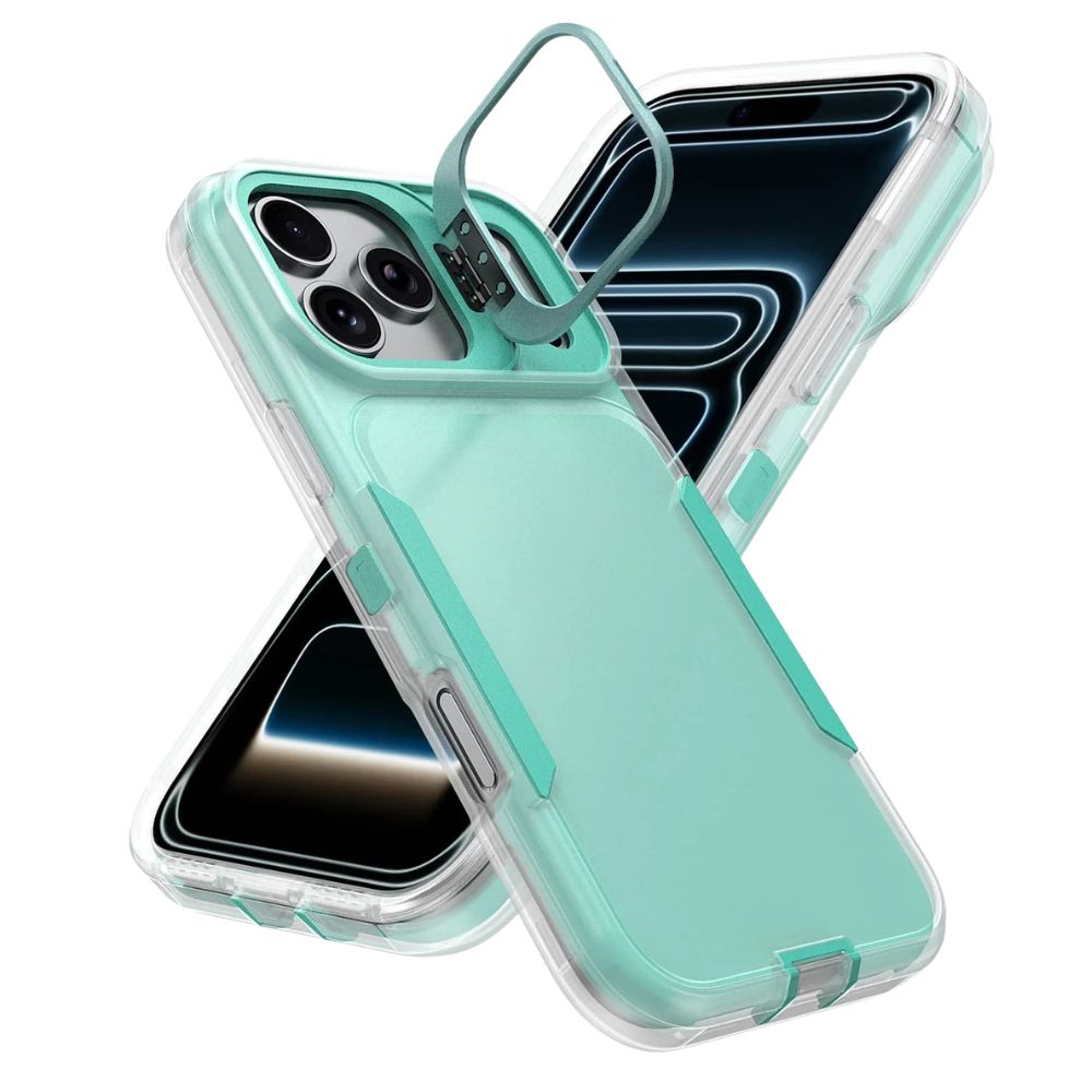 Silex Heavy Duty Shockproof iPhone Case With Kickstand Clear Light Green