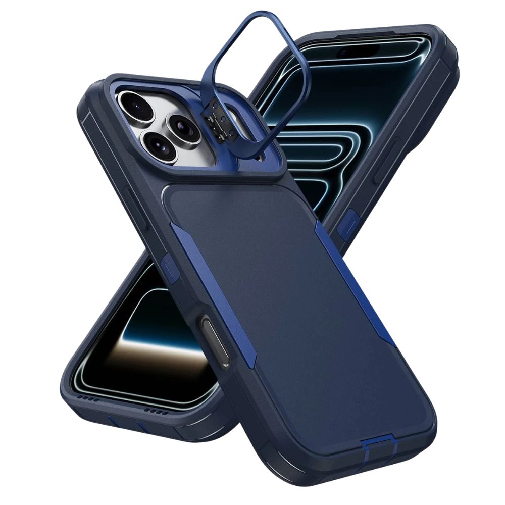 Silex Heavy Duty Shockproof iPhone Case With Kickstand Dark Blue
