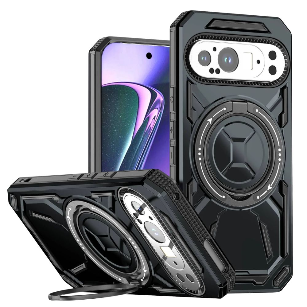 Vereor Magnetic Shockproof Google Pixel Case With Kickstand Black