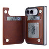 Vistor Leather Flip Wallet Case For iPhone 17-18 Series Brown iPhone Duo