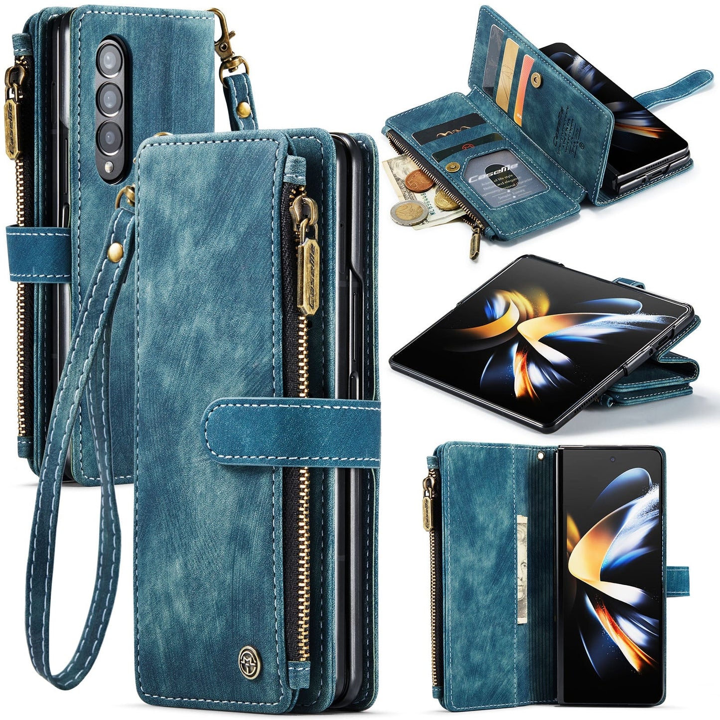 Cernere Magnetic Leather Wallet Case for Samsung Galaxy Z Fold 3 & 4
