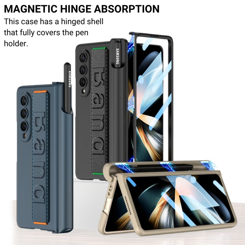 Fumi Protective Case With Magnetic Pen Hinge And Screen Protector for Galaxy Z Fold 4
