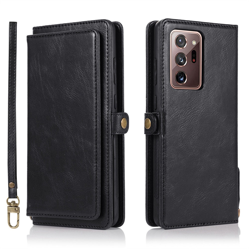 Mereo Magnetic Leather Galaxy Wallet Case with Lanyard and Card Slot - Astra Cases